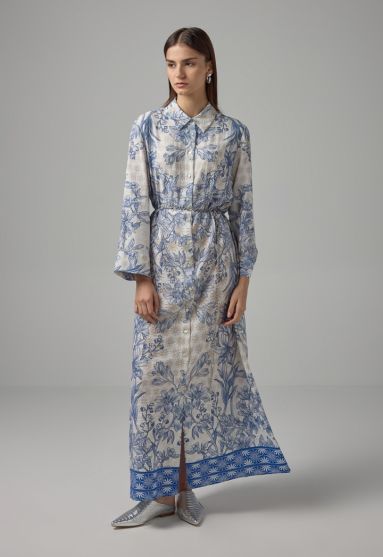 Floral Printed Belted Shirt Dress - Ramadan Style