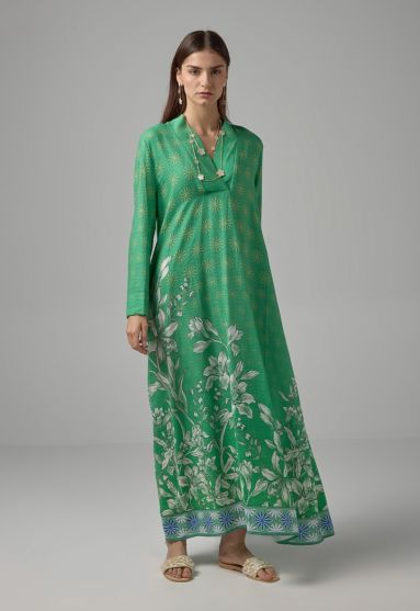 V-Neck Printed Flared Dress - Ramadan Style