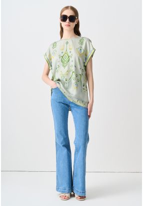 Flared Solid Denim Trouser