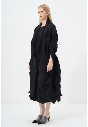 Solid Pleated Maxi Jacket