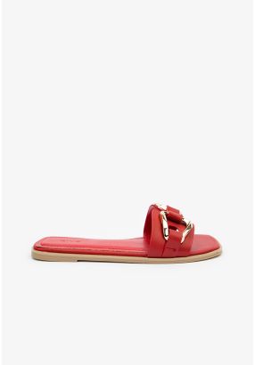 PU Leather Acrylic Chain Flats
