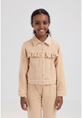Solid Ruffled Textured Jacket