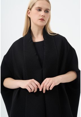 Short Sleeves Kimono Pleated Basic Jacket
