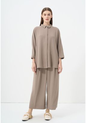Contrast Wide Leg Baisc Trouser