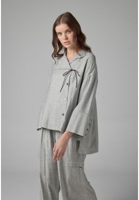 High-Low Long Sleeve Crinkled Shirt