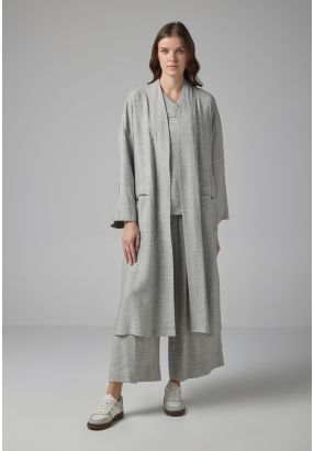 Solid Front Pockets Crinkled Abaya