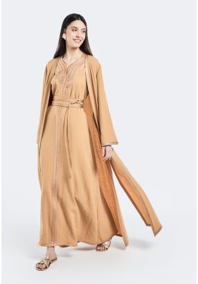Side Slit Braided Trim Abaya- Ramadan Style