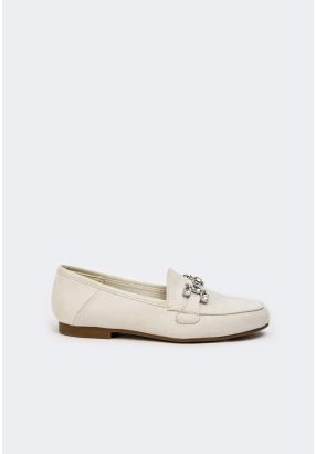 Crystal Embellished Suede Loafers