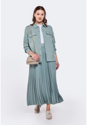 Solid Pleated Maxi Skirt