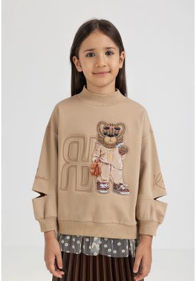 Cut Sleeves Embellished Sweater
