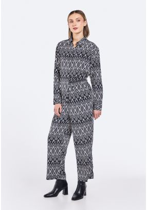 Ikat Print Straight Cut Trousers