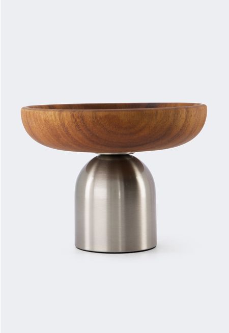 Wooden Bowl With Steel Stand 