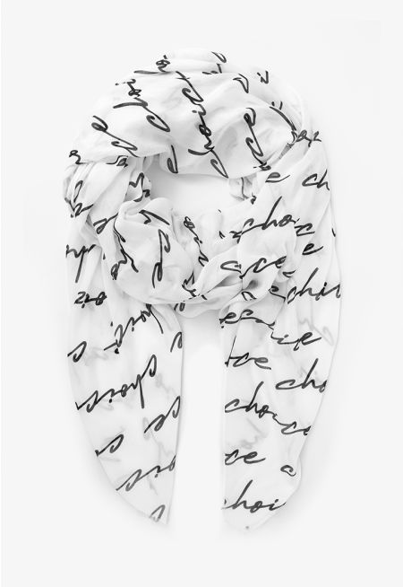 Fringe Hem Logo Printed Scarf