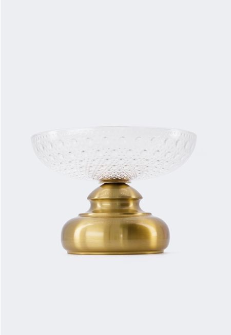 Glass Bowl With Metal Stand 