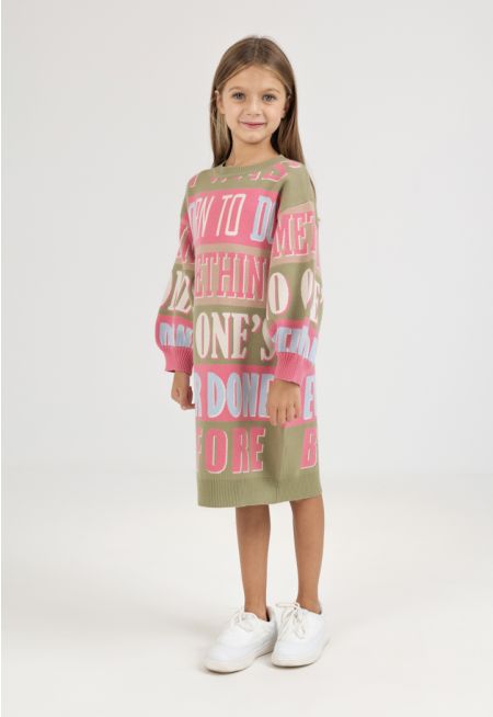 Knitted colorful Winter Dress