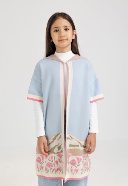 Knitted Textured Winter Poncho