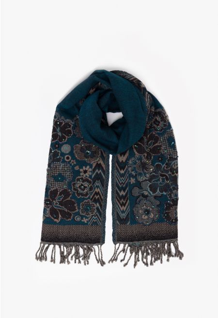 Floral Sequined Pashmina