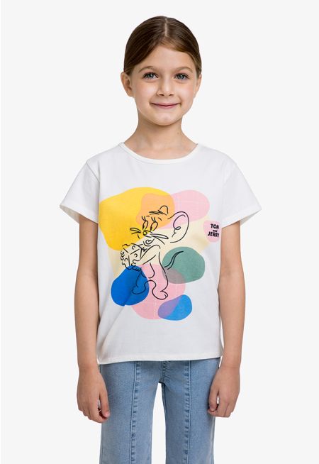 Colorful Printed Tie Waist T Shirt