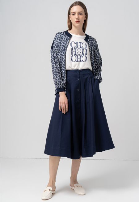 Solid Box Pleated Skirt
