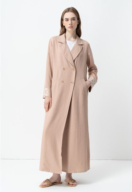 Embroidered Double Breasted Coat