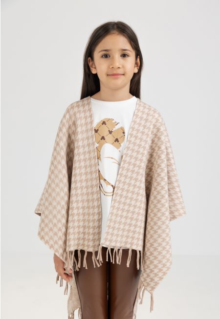 Knitted Houndstooth Poncho