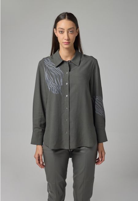 High Low Embroidered Shirt