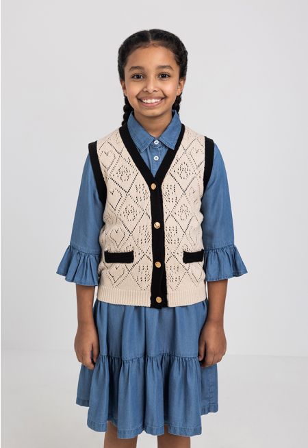 Knitted Two Toned Vest