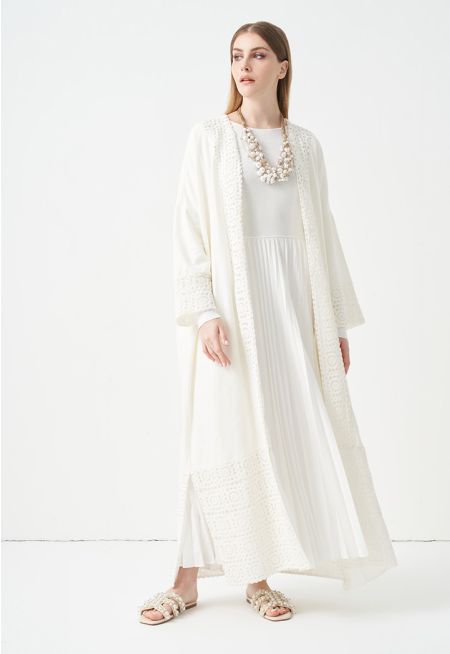 Long Sleeves Crochet Maxi Abaya
