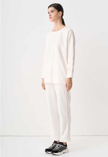 Solid Elasticated Waist Monogram Pant