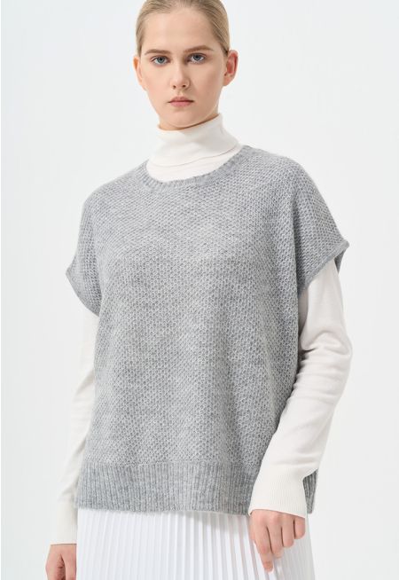 Knitted Sleeveless Lurex Sweater