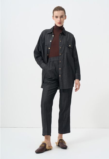 Solid Straight Fit Pin Tuck At Front Trouser