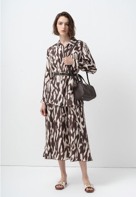 Printed Elastic Waistband Skirt