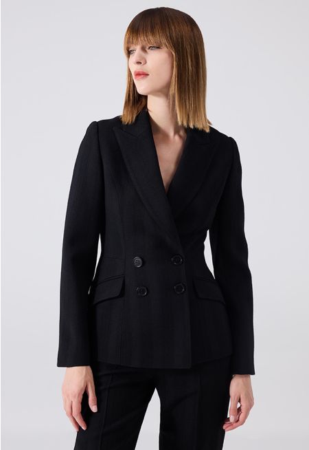 Machka Striped Textured Wool Blazer
