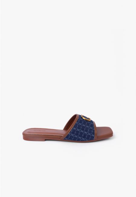  Printed Denim Flats