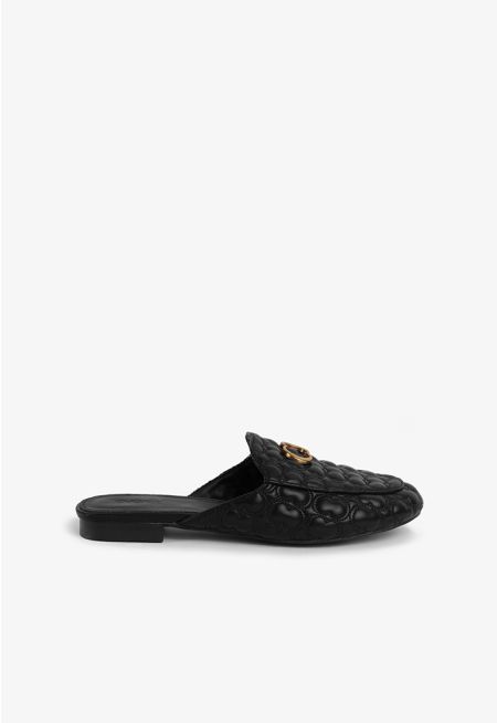 Embellished Quilted Mules