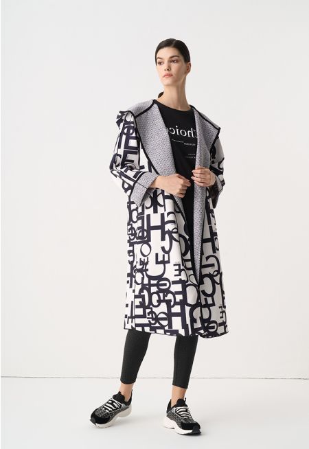 Printed Monogram Belted Midi Coat