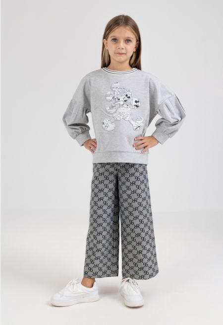 Wide Leg Monogram Trousers